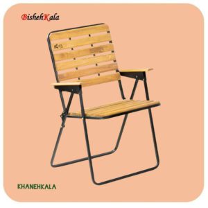 صندلی فلزی با روکش چوبی