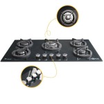 اجاق گاز صفحه ای آذرلوکس پنج شعله مدل GO5NL - C17B  کد(96)