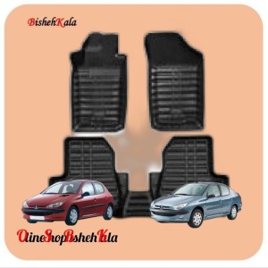 کفپوش مشکی سه بعدی پریمیوم خودرو پژو 206 کد(7)